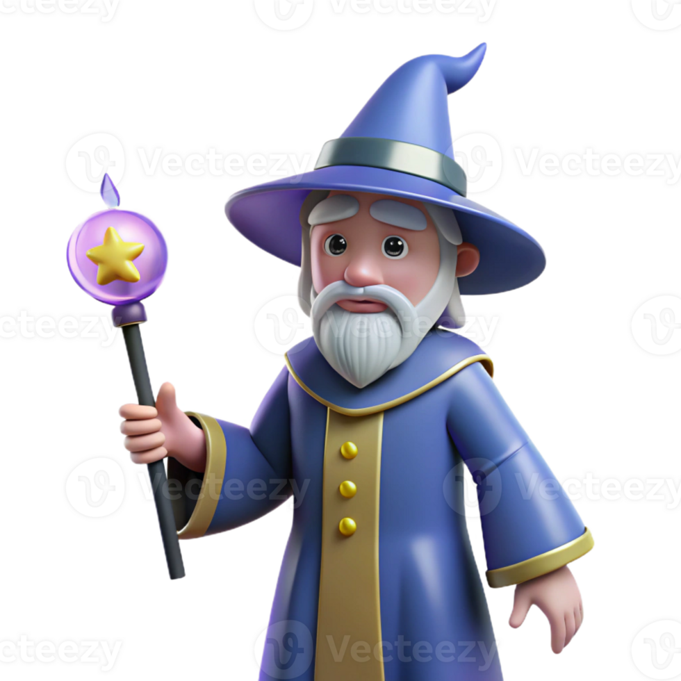 beautiful rustic Wizard holding a magic wand high quality png