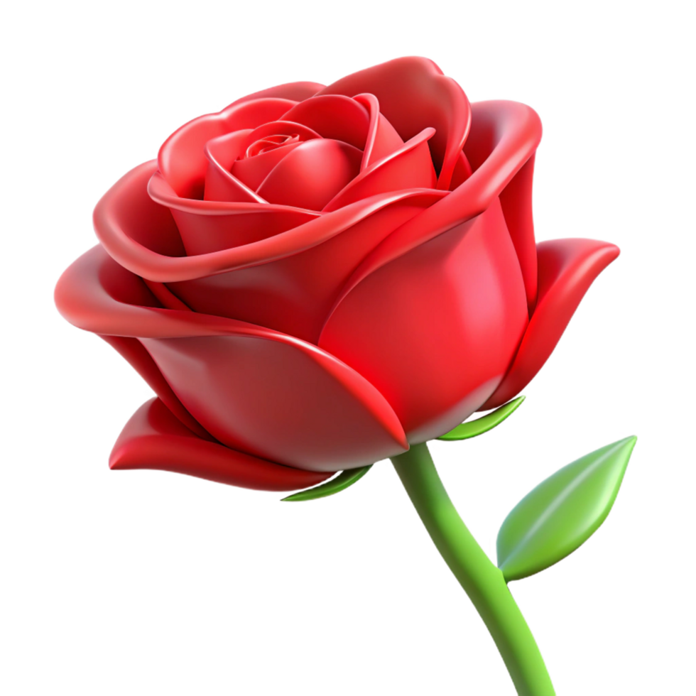 elegant minimalist Single red rose detailed png
