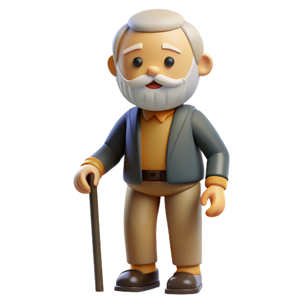 extraordinary contemporary Elderly man with a beard and a cane genuine png