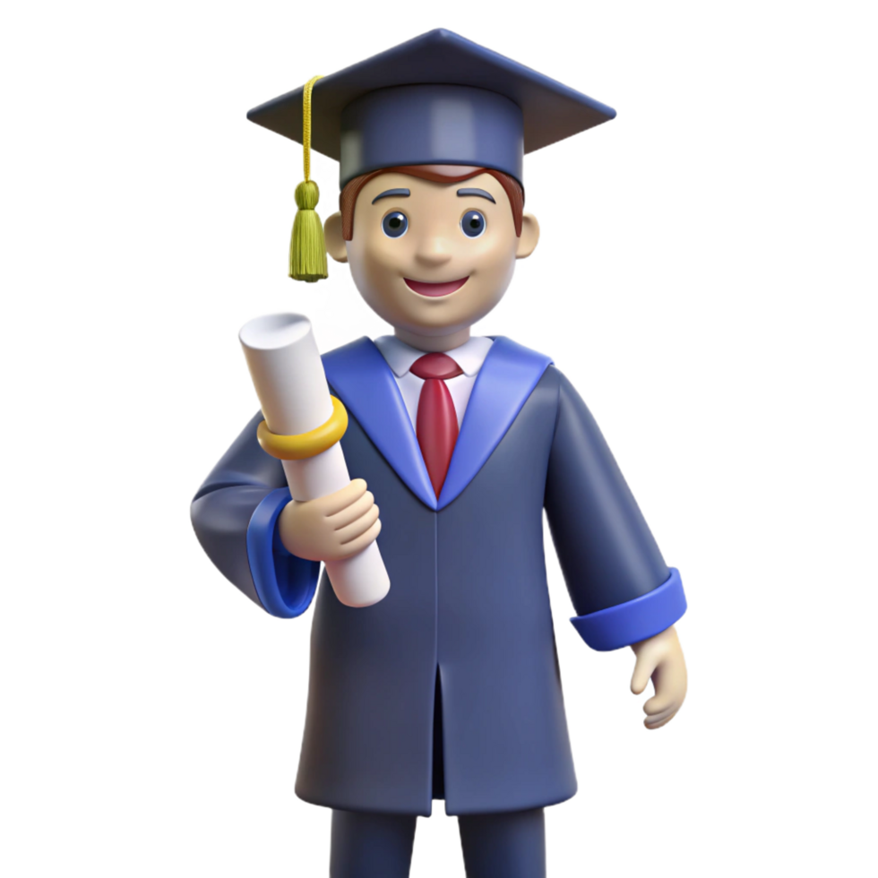 elegant rustic Graduate in a cap and gown holding a diploma high quality png