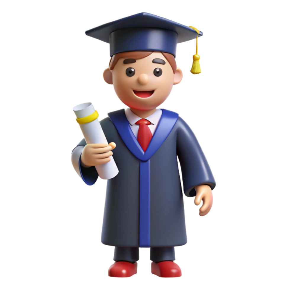 vibrant modern Graduate in a cap and gown holding a diploma professional png