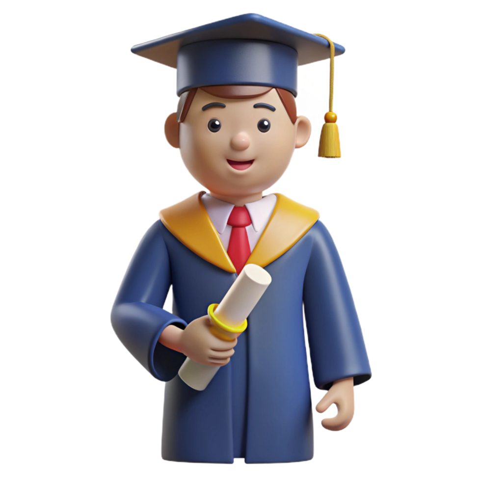 stunning creative Graduate in a cap and gown holding a diploma detailed png