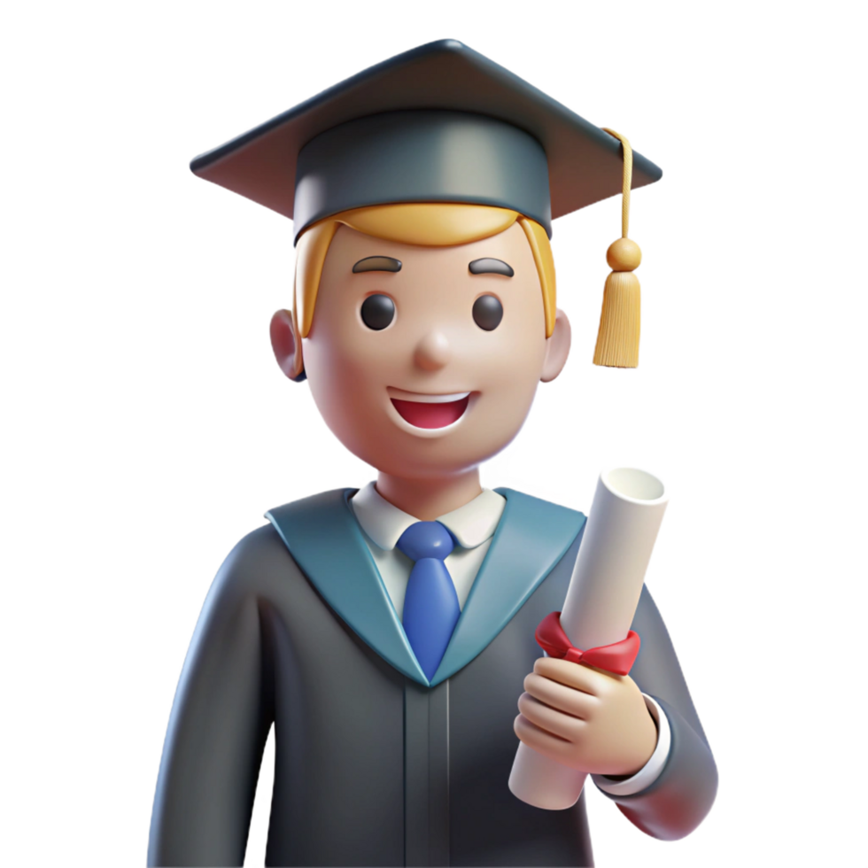 serene vintage Graduate in a cap and gown holding a diploma premium png
