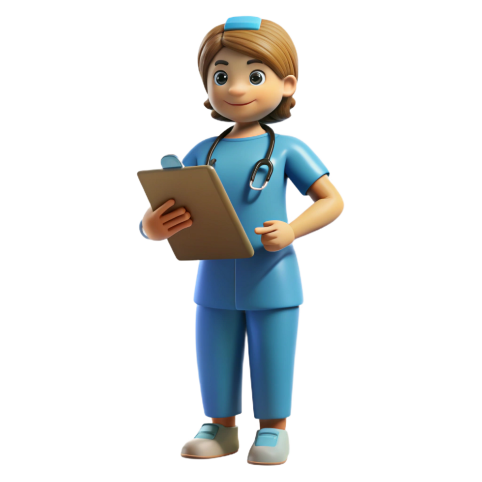 vibrant abstract Nurse in scrubs with a clipboard authentic png
