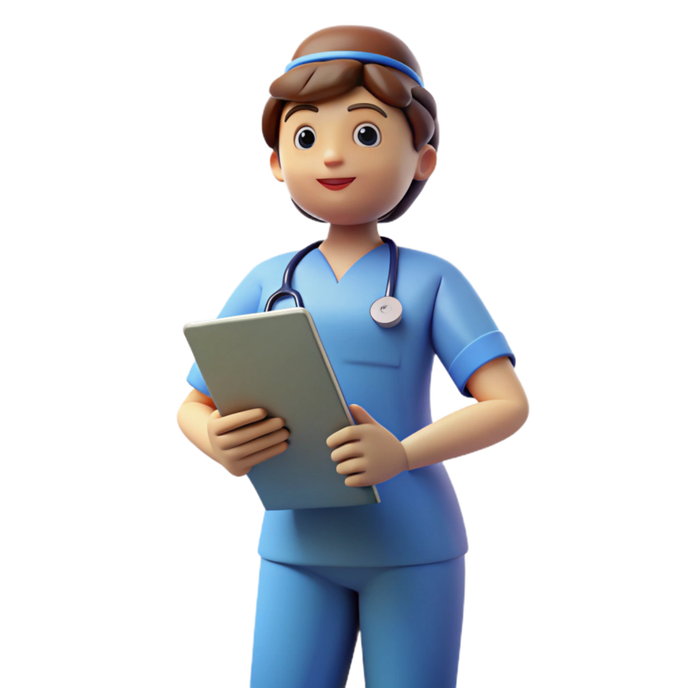 impressive creative Nurse in scrubs with a clipboard authentic png