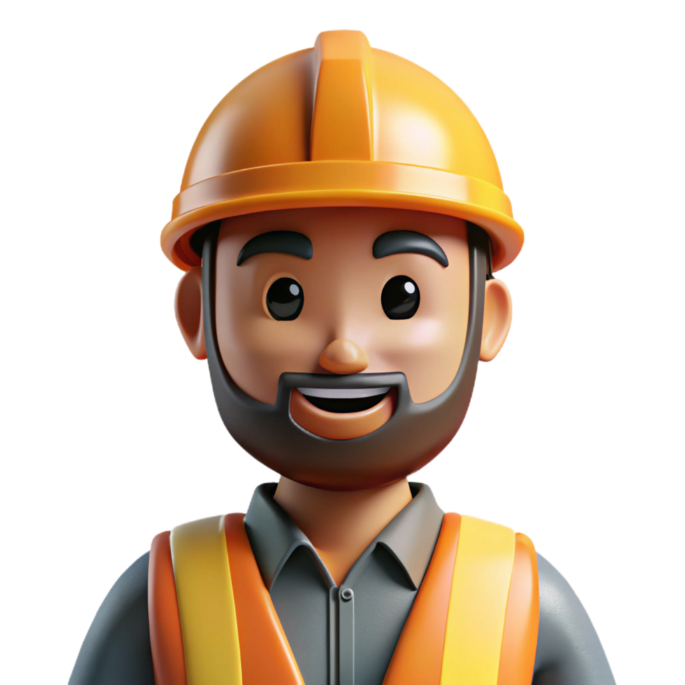 vibrant vintage Construction worker in a hard hat and safety vest genuine png