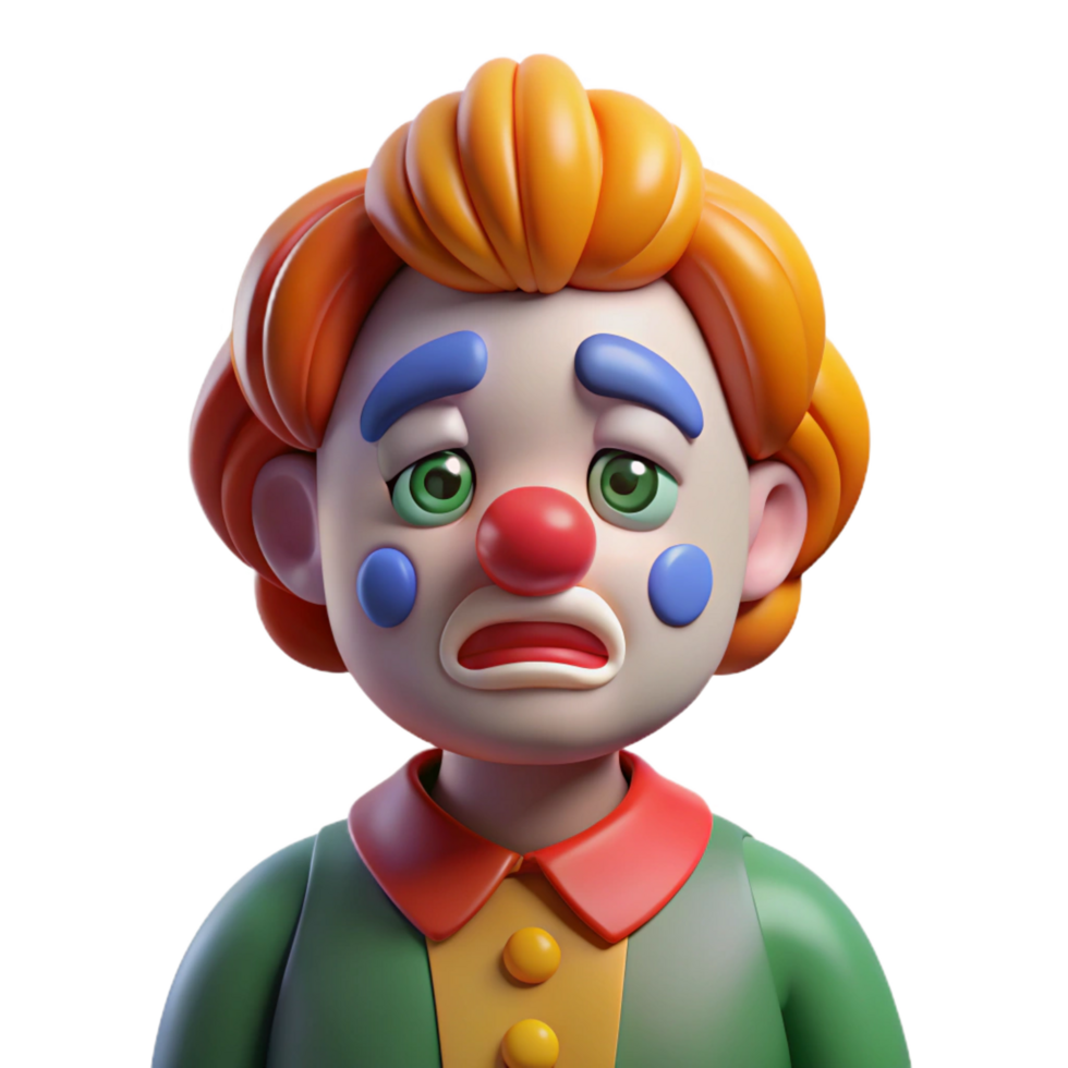 dramatic artistic Sad clown with colorful makeup high quality png