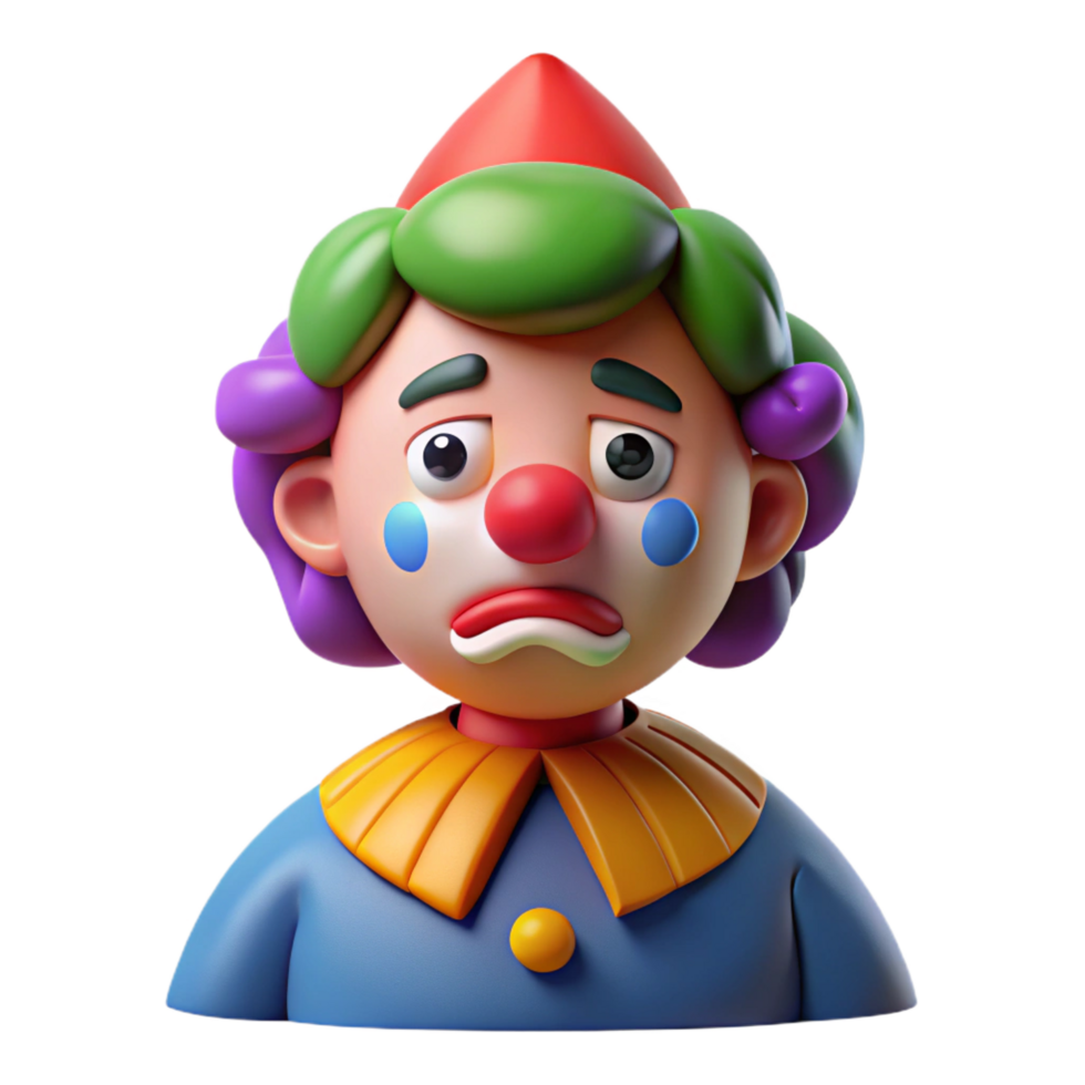 elegant rustic Sad clown with colorful makeup exclusive png