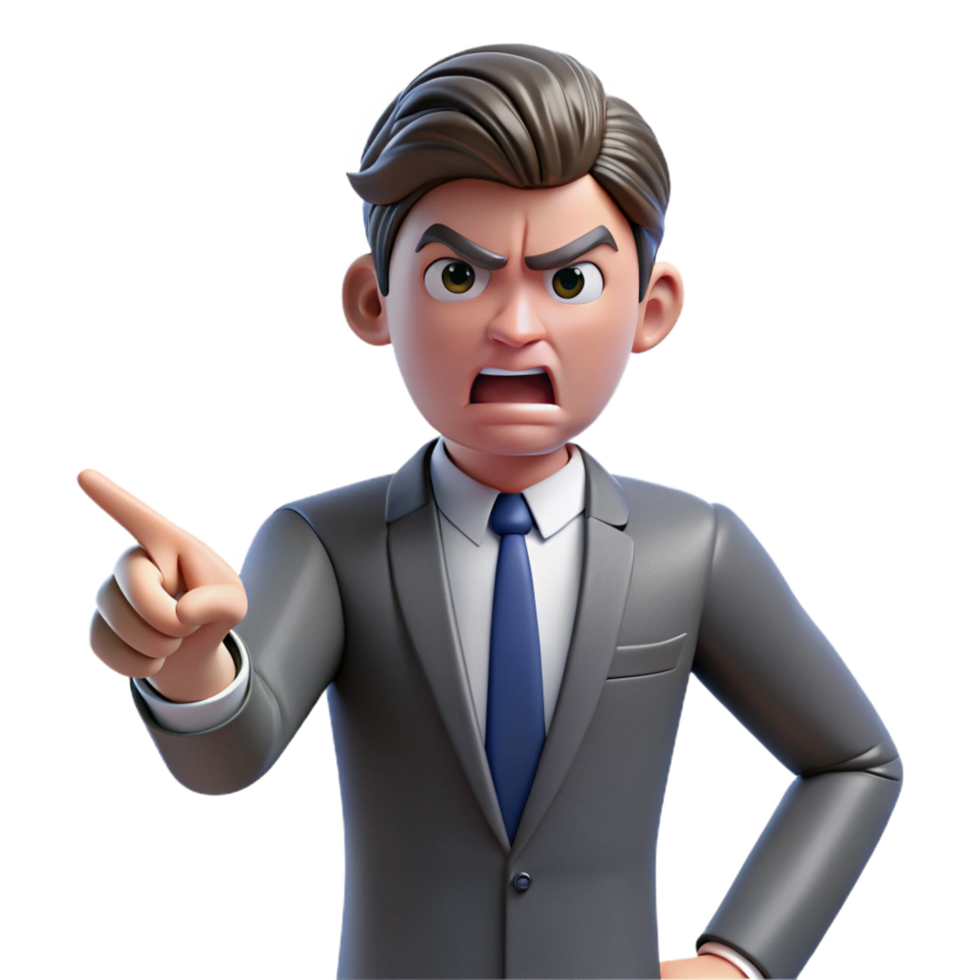 vibrant abstract Angry businessman in a suit pointing his finger original png
