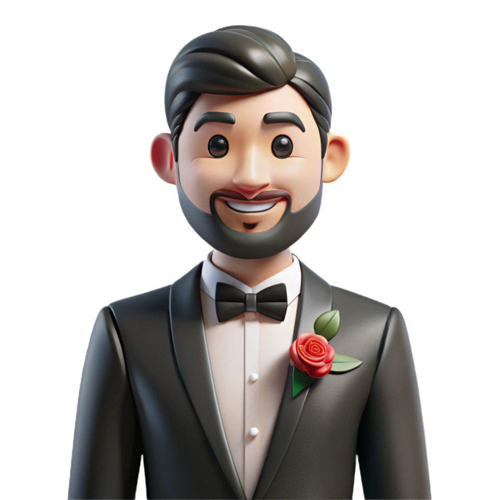 elegant rustic Groom in a tuxedo with a boutonniere detailed png