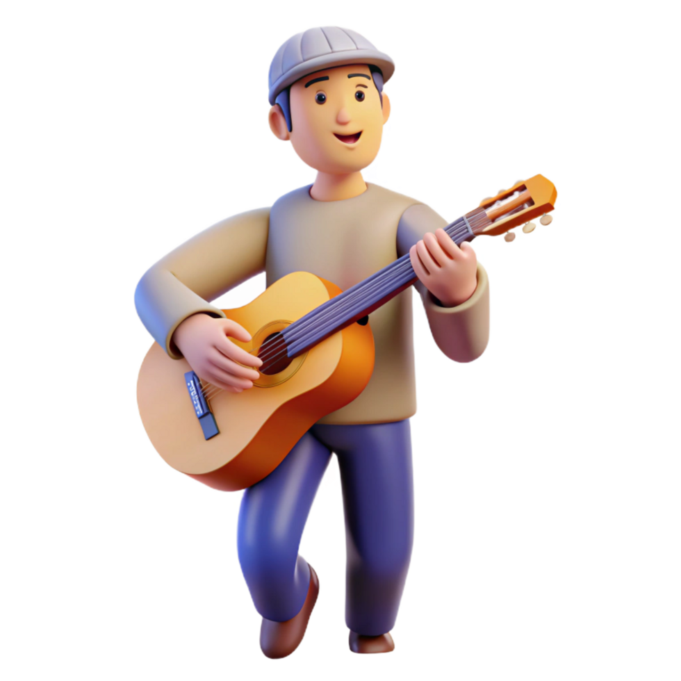 serene traditional Musician playing a guitar authentic png