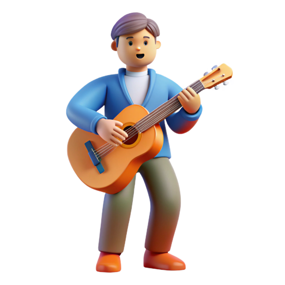 dramatic modern Musician playing a guitar authentic png
