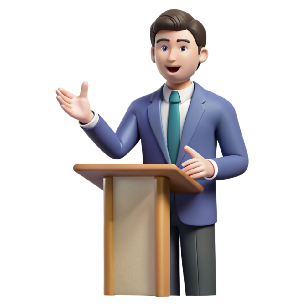 vibrant creative Speaker giving a presentation with hand gestures original png