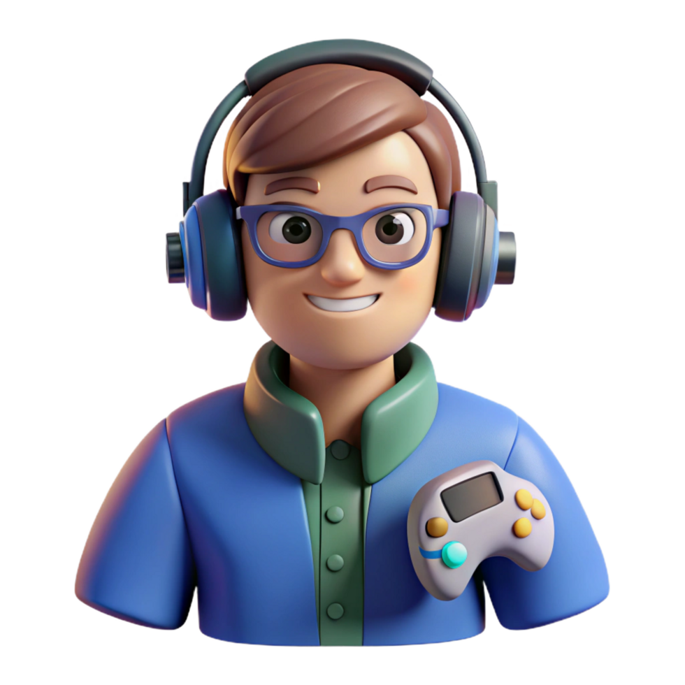 beautiful abstract Gamer with headphones and a controller high quality png