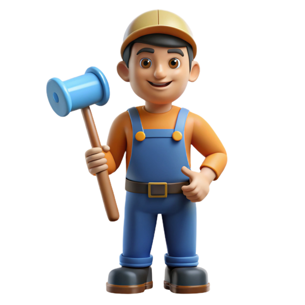 elegant traditional Plumber holding a plunger high resolution png