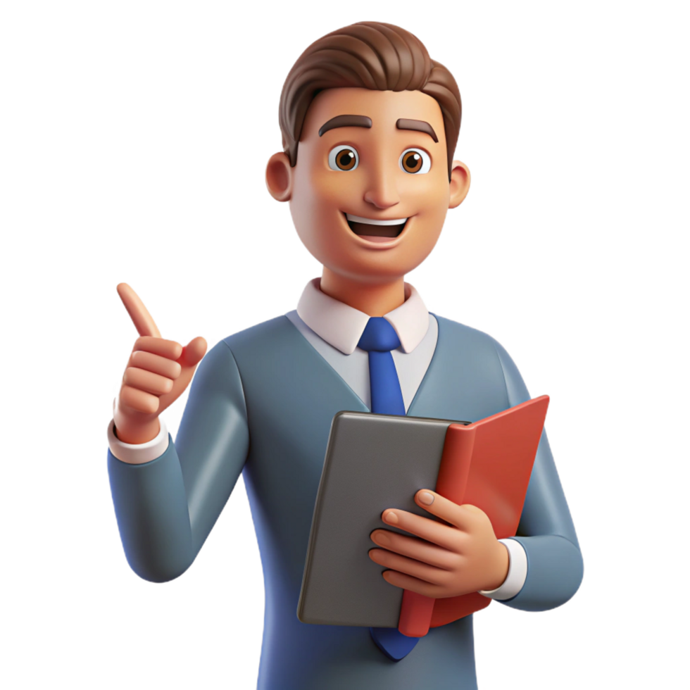 serene abstract Teacher holding a book and pointing professional png