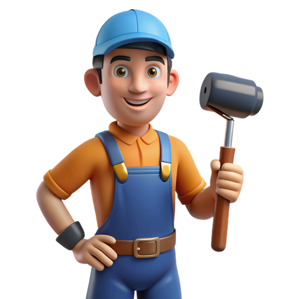 elegant abstract Plumber holding a plunger 4K png