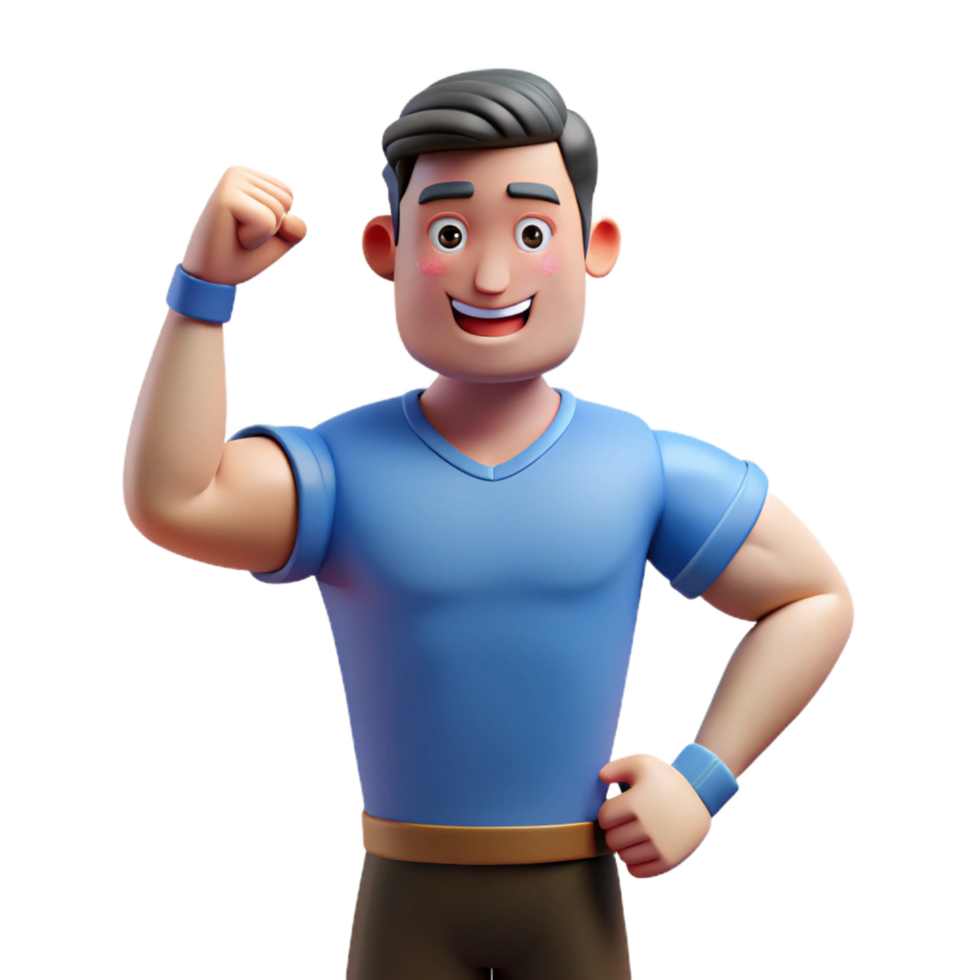 elegant minimalist Personal trainer flexing their biceps authentic png