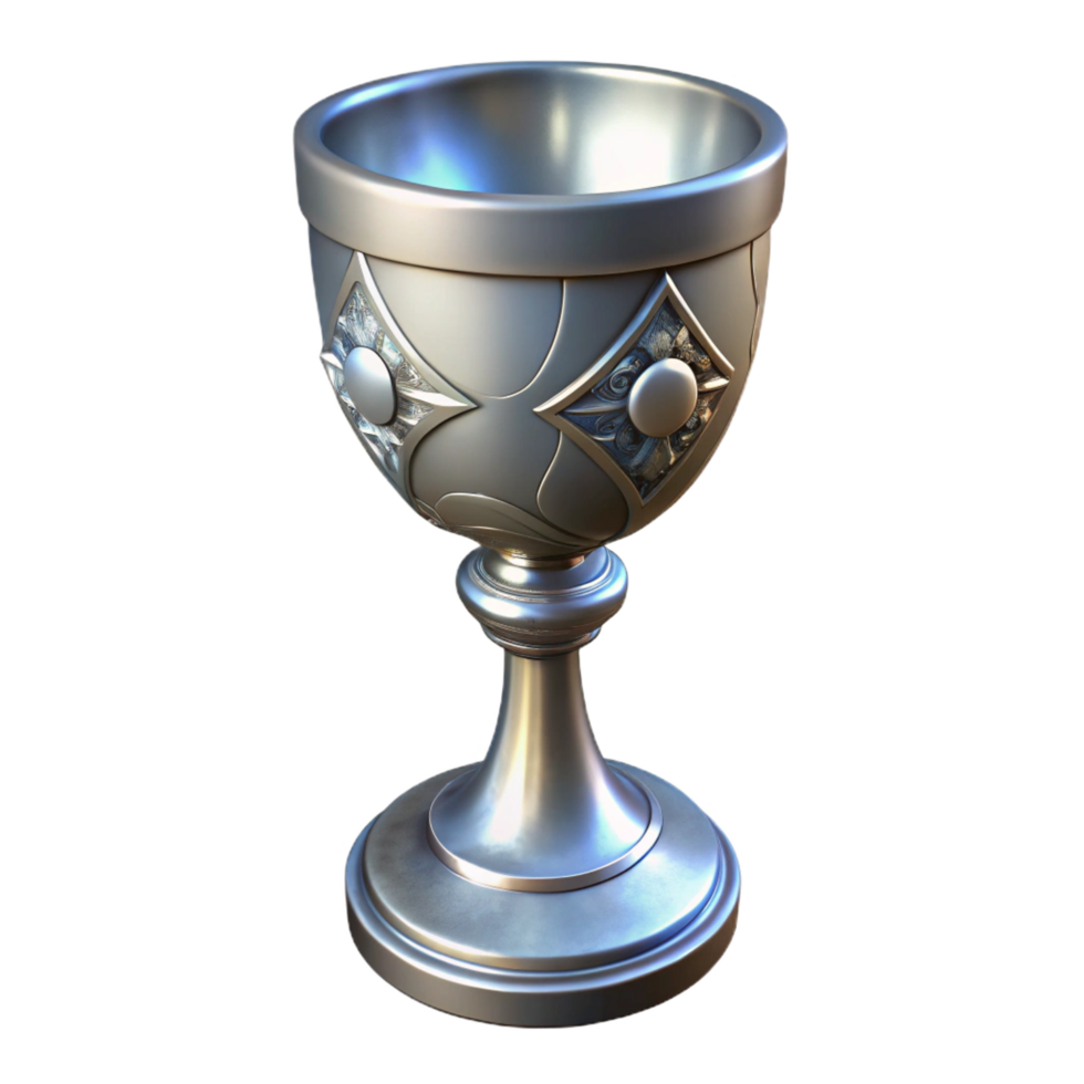 stunning abstract A single, ornate silver chalice, glowing runes, genuine png