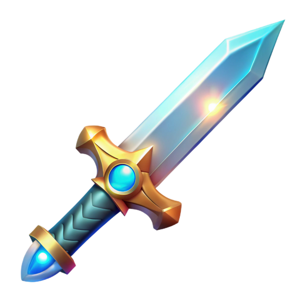 dramatic modern A gleaming magic sword, intricate hilt, glowing blade, 4K png
