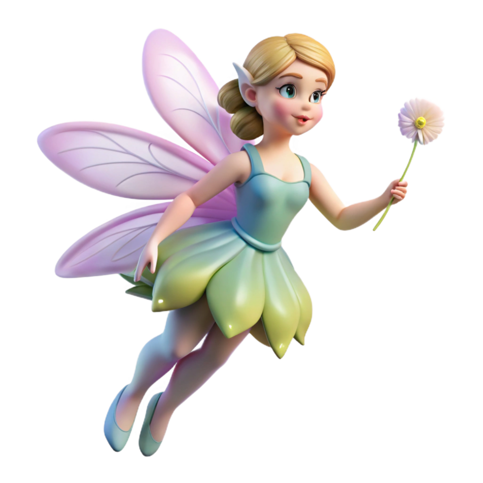 dramatic artistic A delicate fairy, iridescent wings, holding a dandelion seed, authentic png