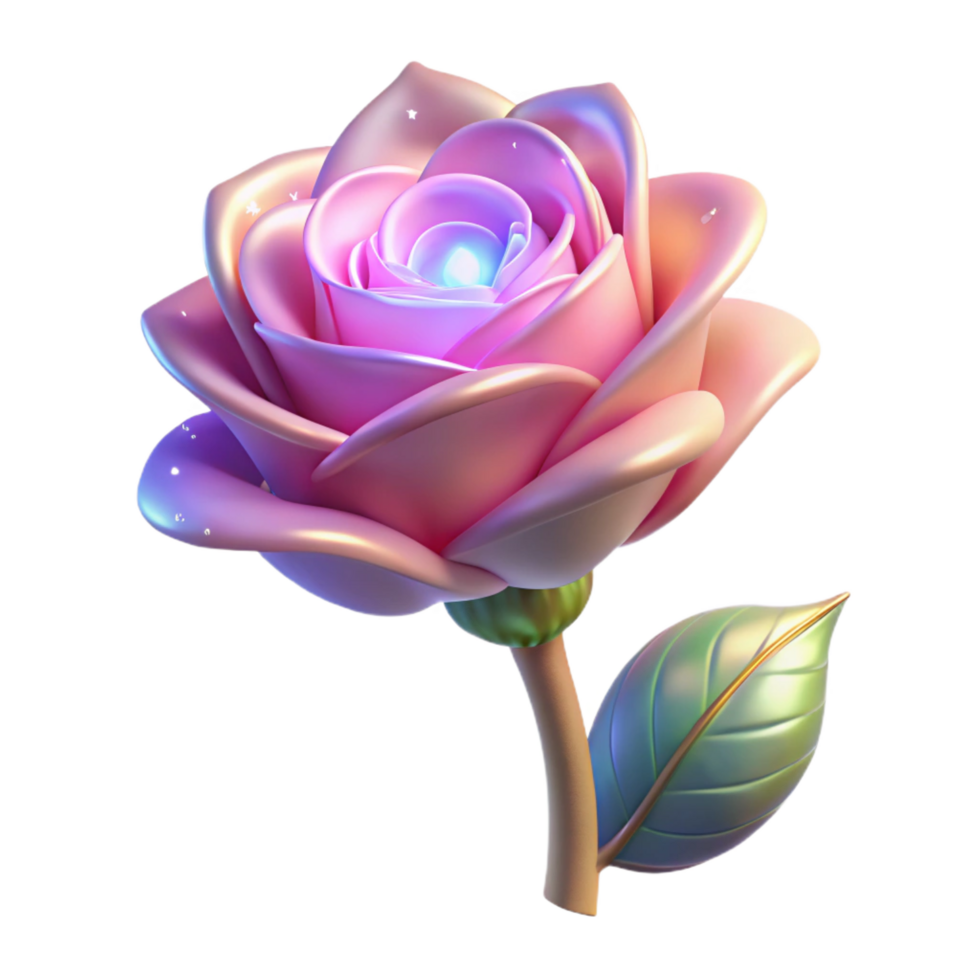 vibrant modern A single enchanted rose, sparkling petals, magical aura, professional png