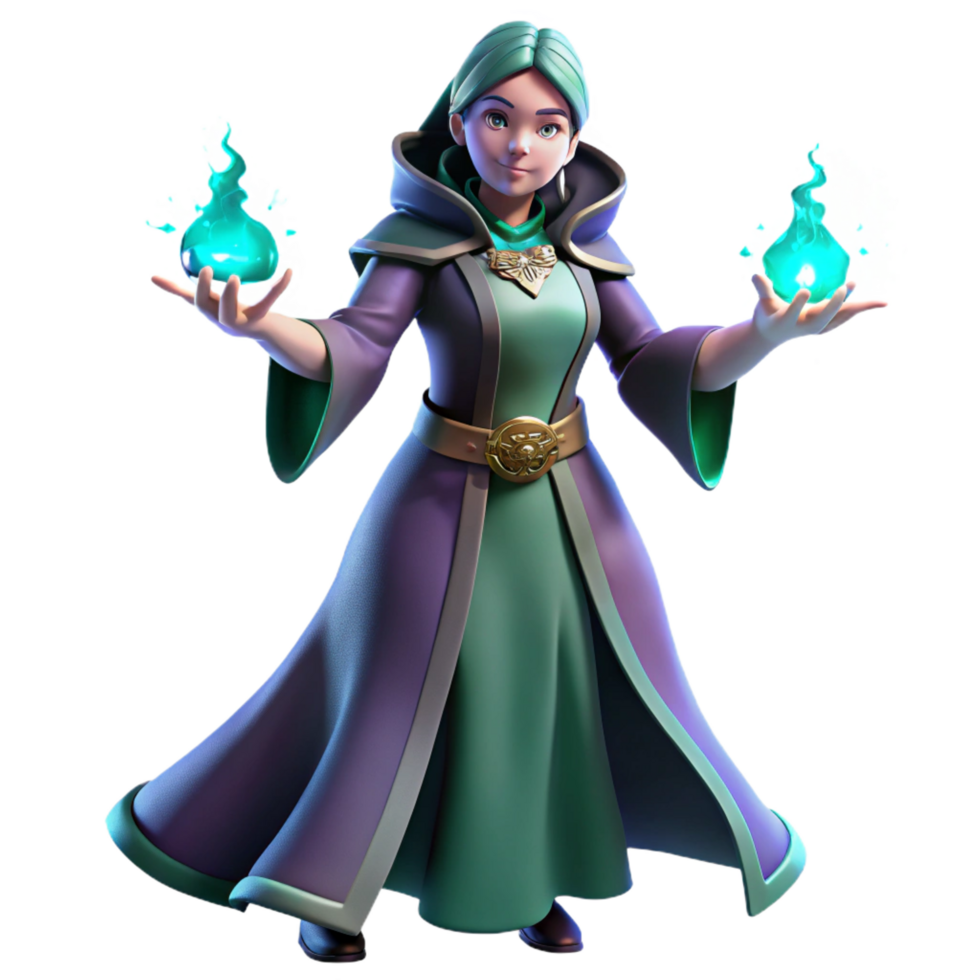 beautiful abstract A powerful sorceress, casting a spell, hands glowing with energy, 4K png