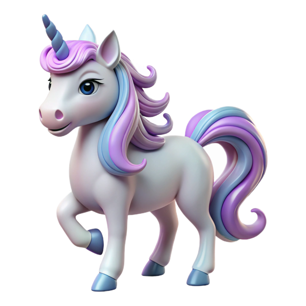 elegant contemporary A beautiful unicorn, spiraling horn, flowing mane and tail, authentic png