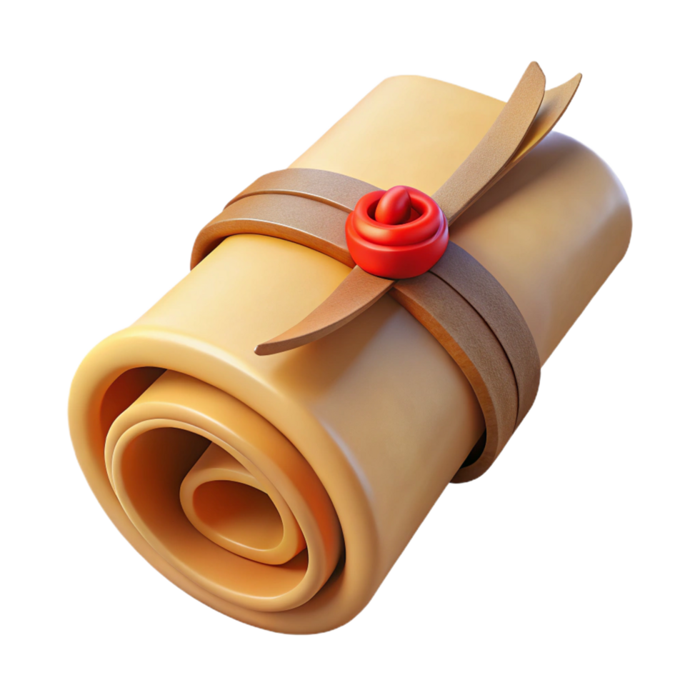 dramatic minimalist A single, antique map, leading to a hidden treasure, rolled up and tied, original png