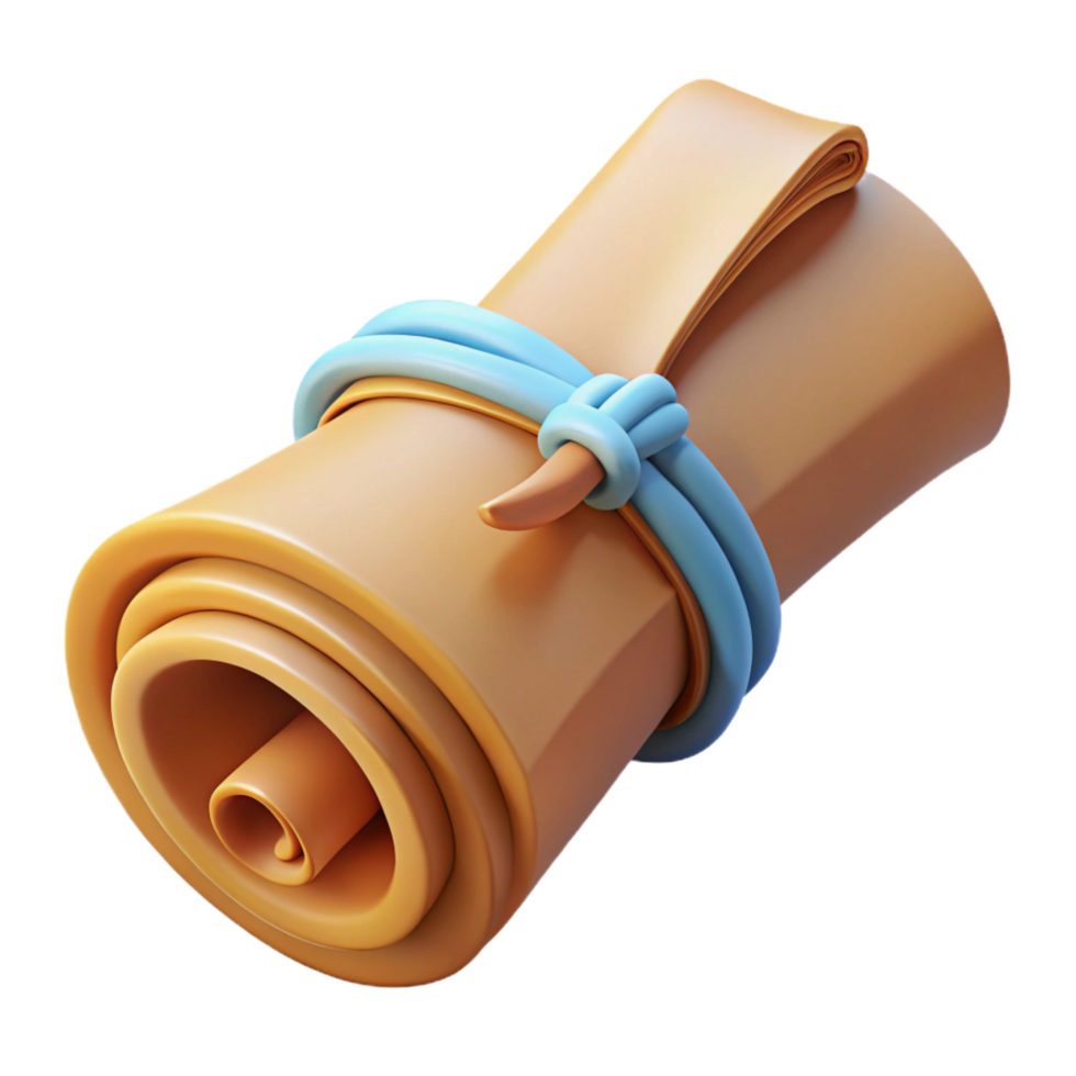 vibrant artistic A single, antique map, leading to a hidden treasure, rolled up and tied, exclusive png