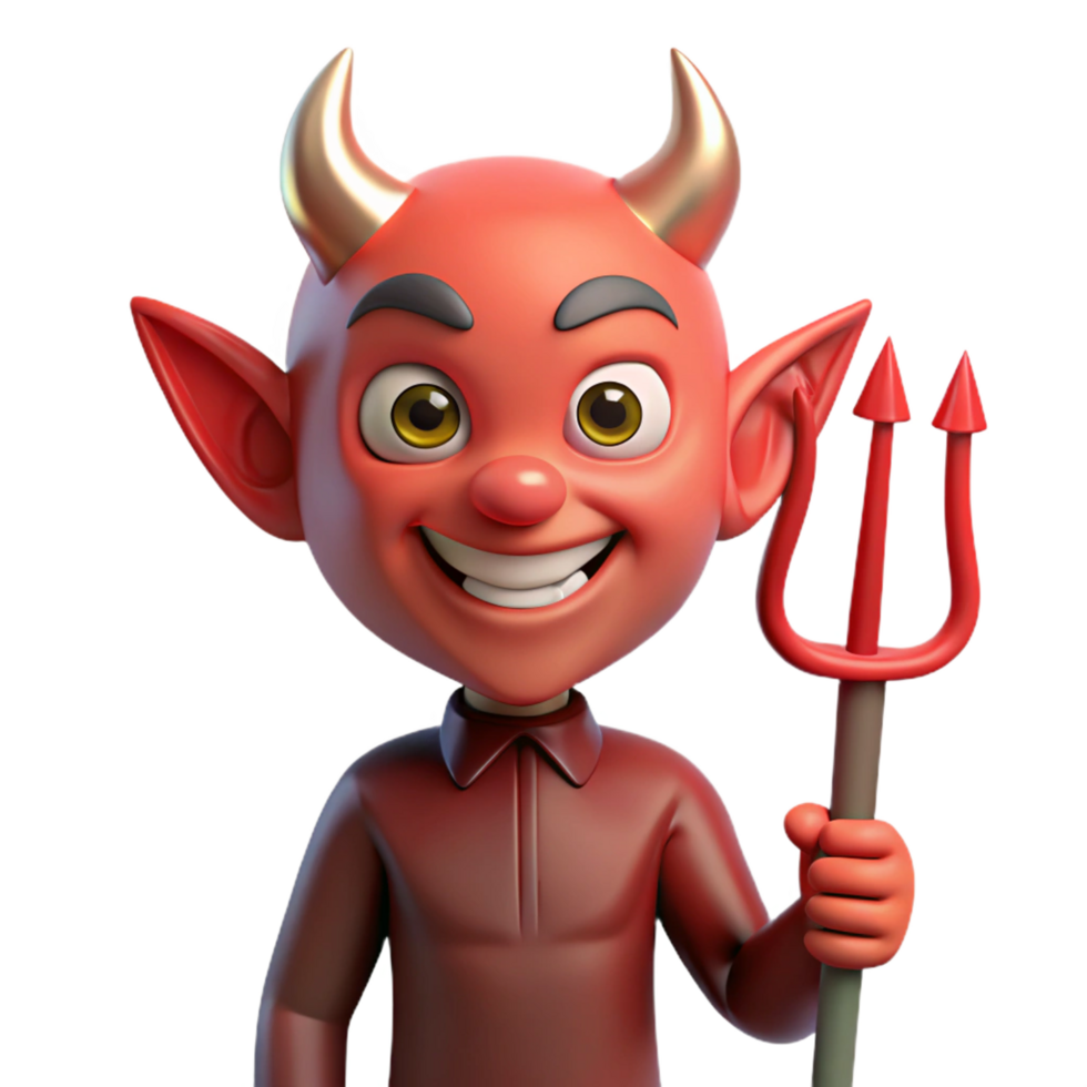 vibrant rustic A mischievous imp, holding a pitchfork, devilish grin, original png