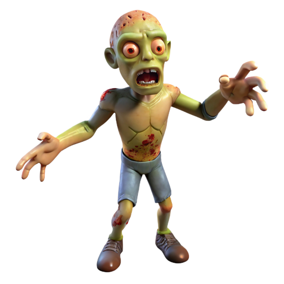 extraordinary minimalist A grotesque zombie, decaying flesh, outstretched arms, authentic png