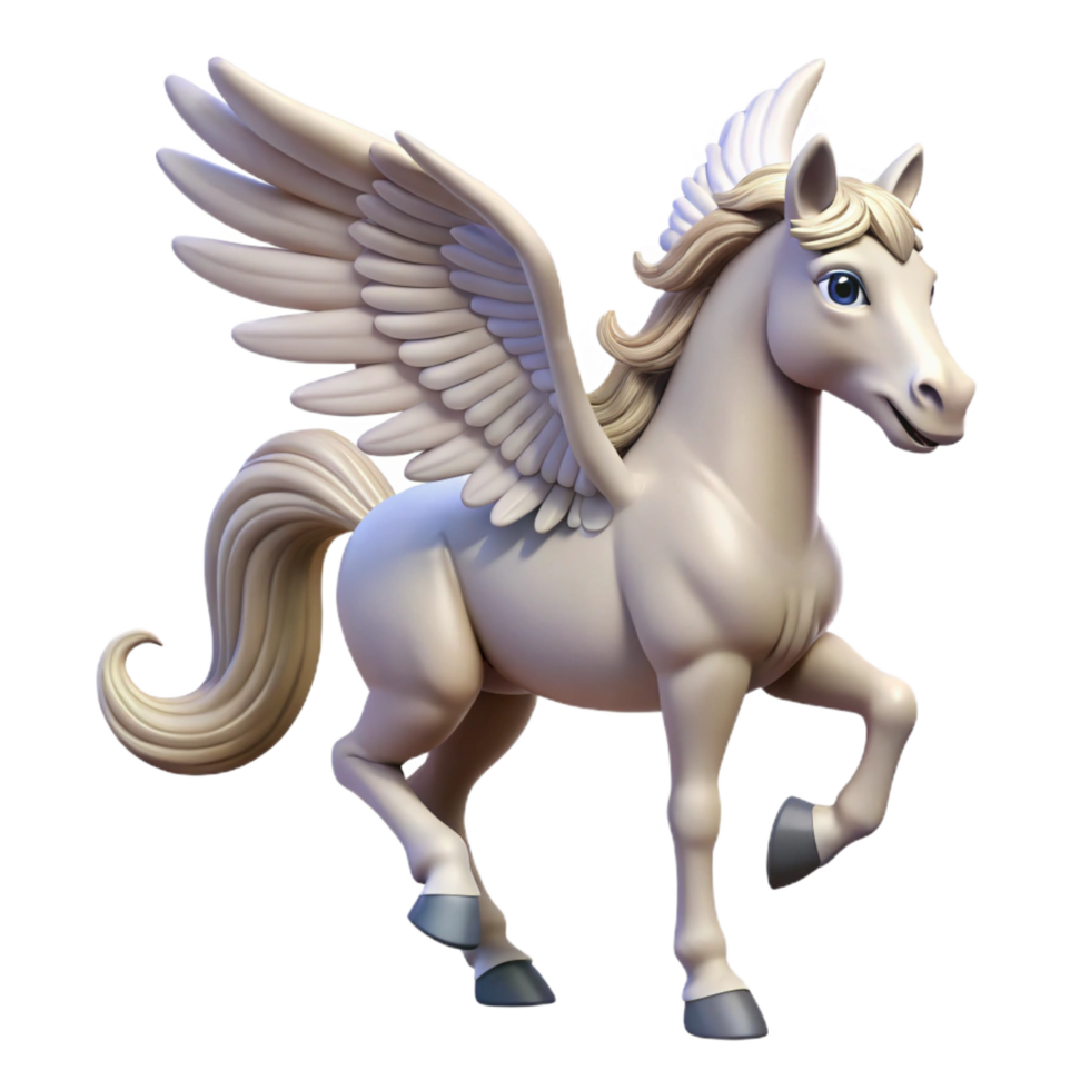 serene rustic A majestic pegasus, winged horse, flowing mane and tail, high resolution png