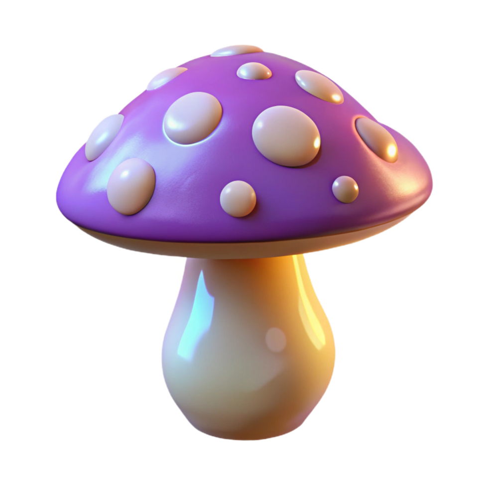 magnificent abstract A single, glowing mushroom, magical properties, spotted cap, exclusive png