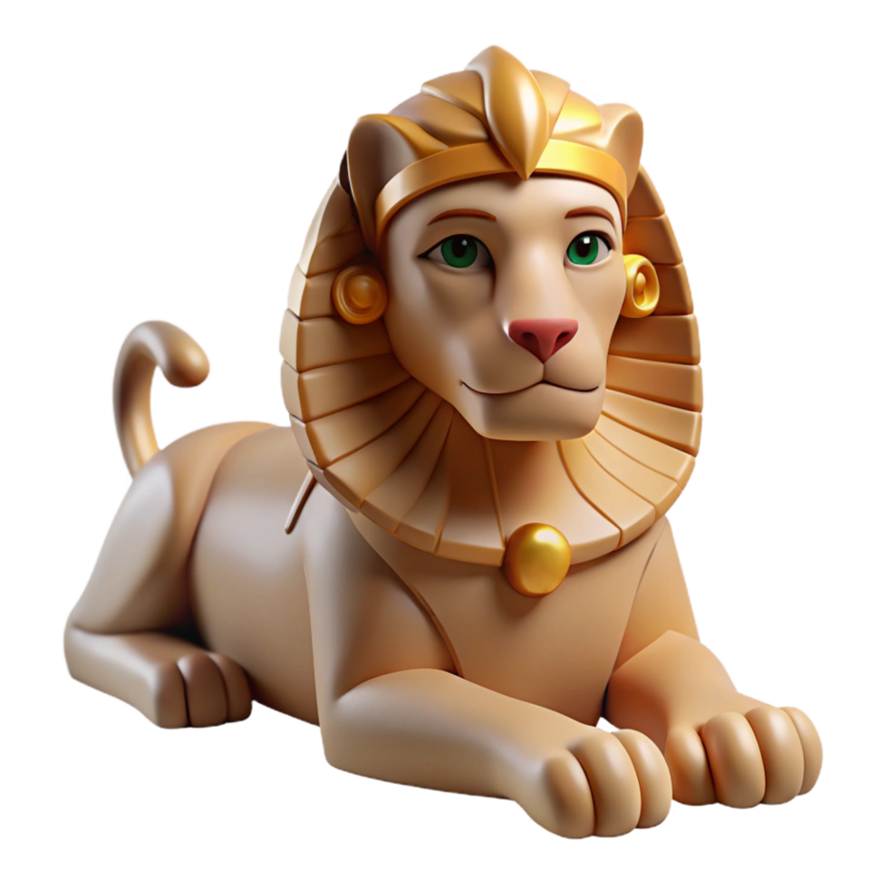 wonderful vintage A wise sphinx, enigmatic expression, lion body and human head, professional png