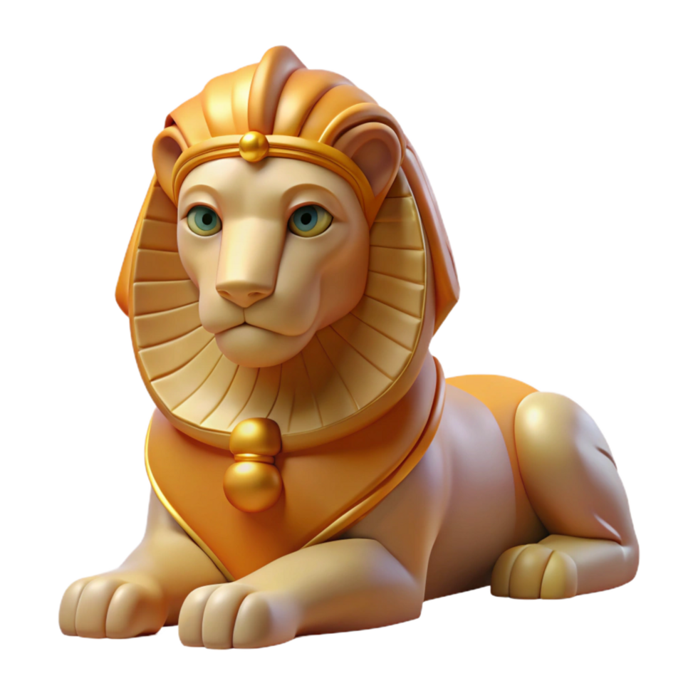 magnificent modern A wise sphinx, enigmatic expression, lion body and human head, detailed png