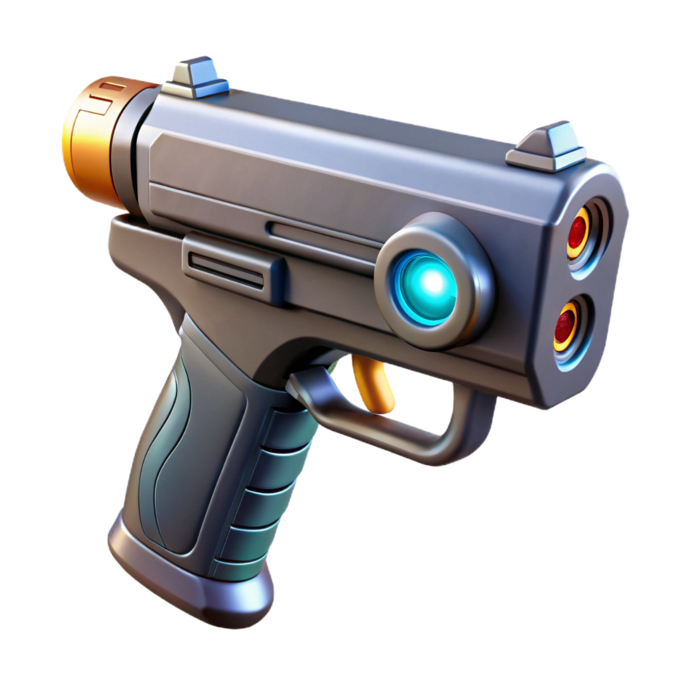 impressive creative Advanced laser pistol with digital targeting system detailed png