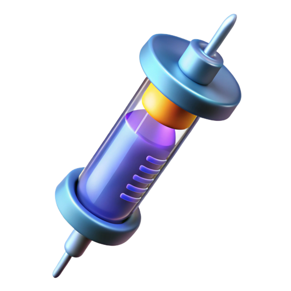 vibrant classic Genetic modification syringe with glowing liquid detailed png