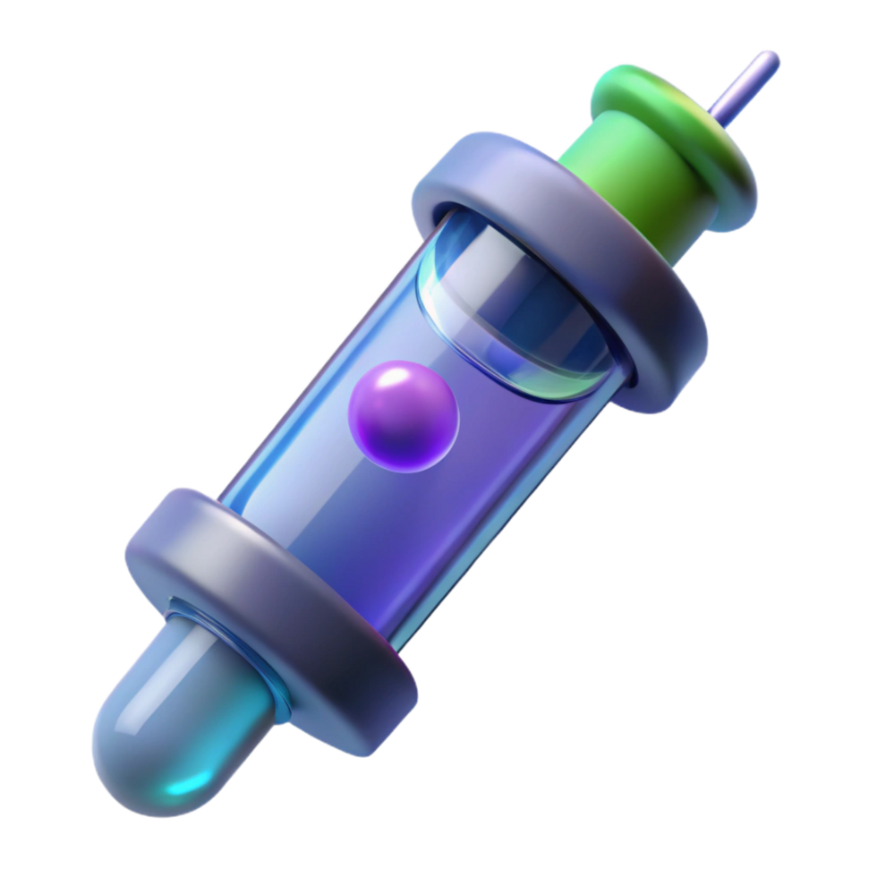 extraordinary rustic Genetic modification syringe with glowing liquid high resolution png