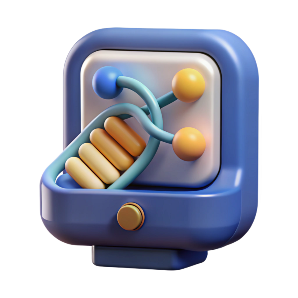 impressive contemporary Genetic sequencing device with DNA helix display professional png
