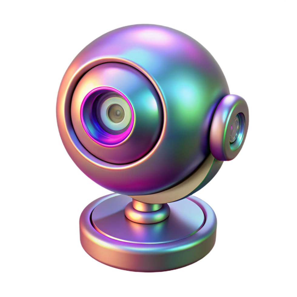beautiful abstract Holographic security camera with rotating lens detailed png