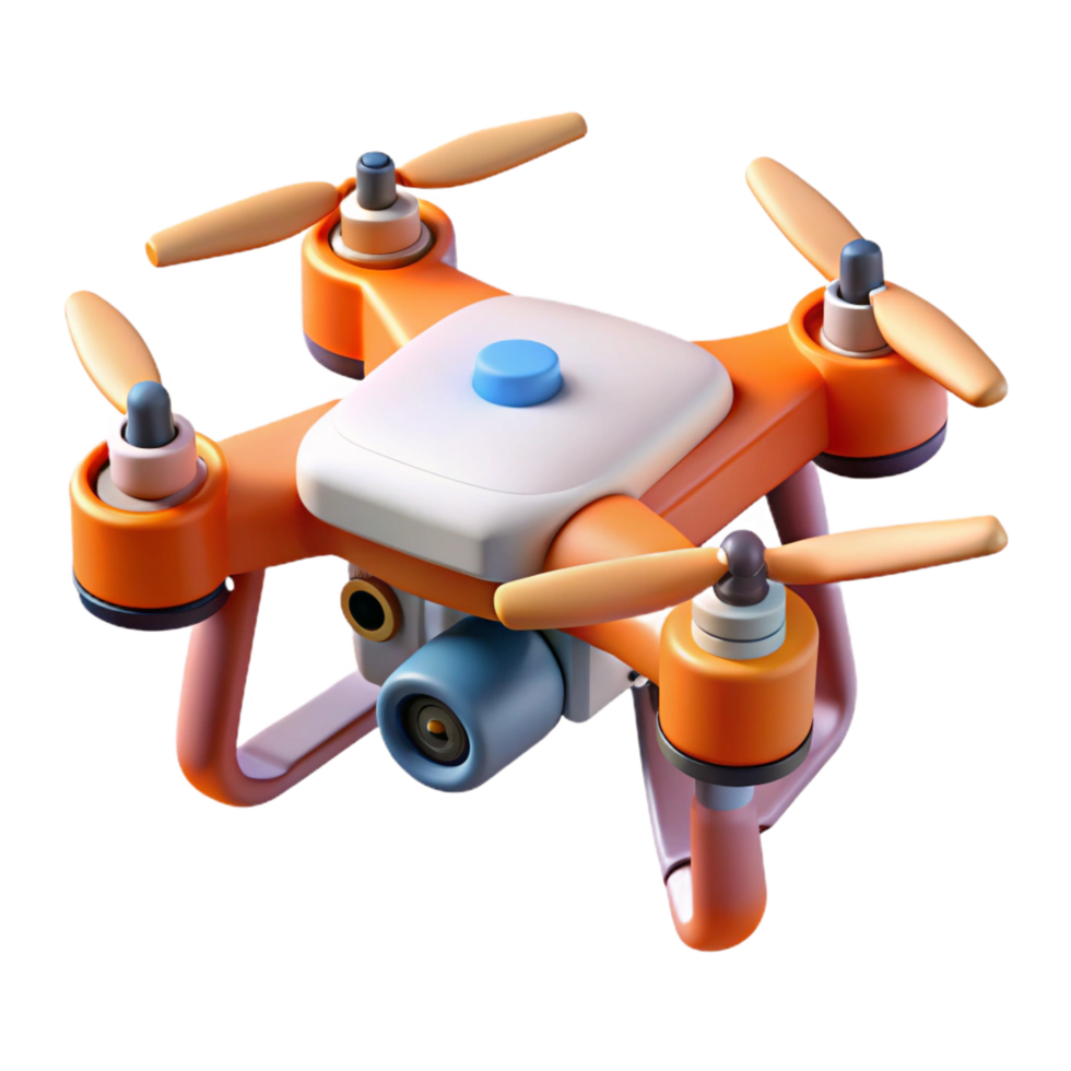 stunning modern Drone with four propellers and camera gimbal authentic png