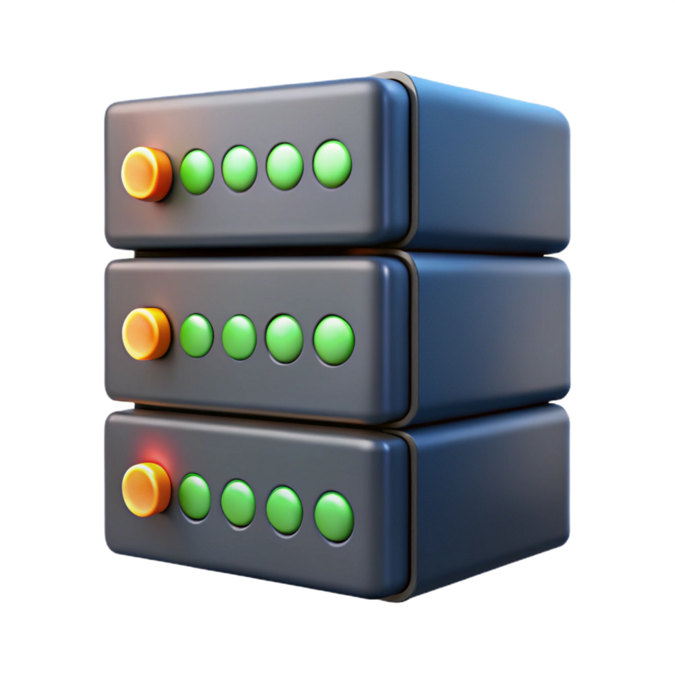 dramatic abstract Server rack with multiple blinking indicator lights authentic png