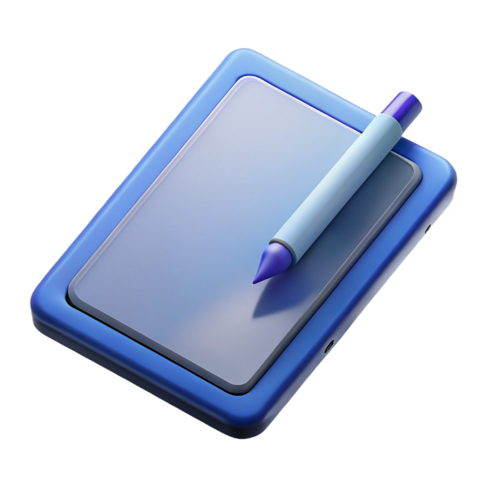 serene abstract Tablet computer with stylus pen premium png