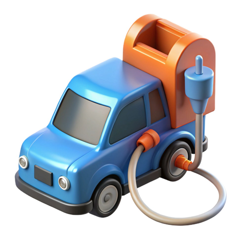 vibrant rustic Electric car charging at a charging station connector high resolution png