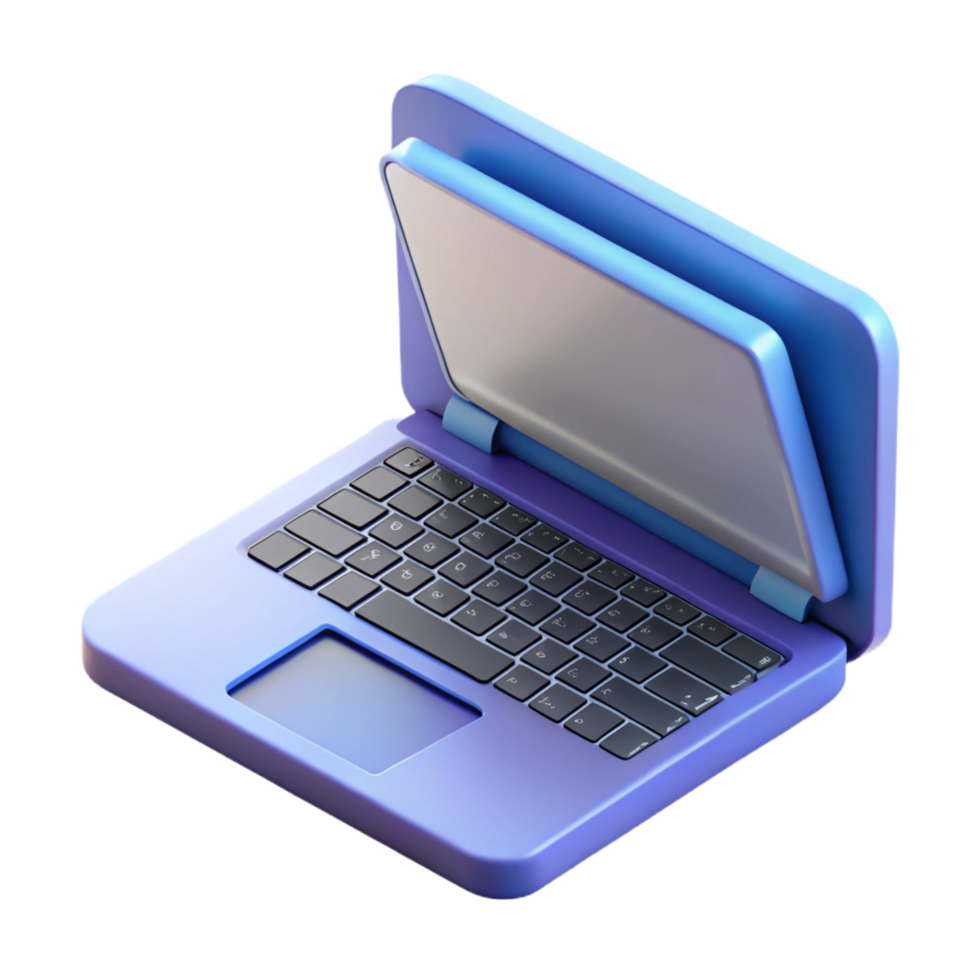 elegant traditional Laptop computer with open lid displaying code authentic png