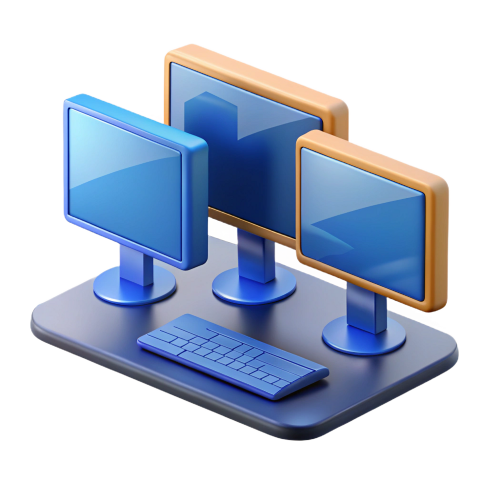 serene traditional Desktop computer with multiple monitors exclusive png