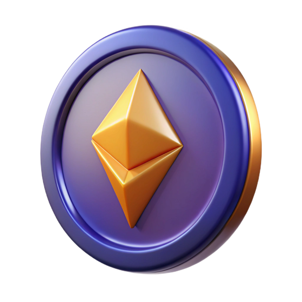impressive vintage Ethereum cryptocurrency coin detailed png