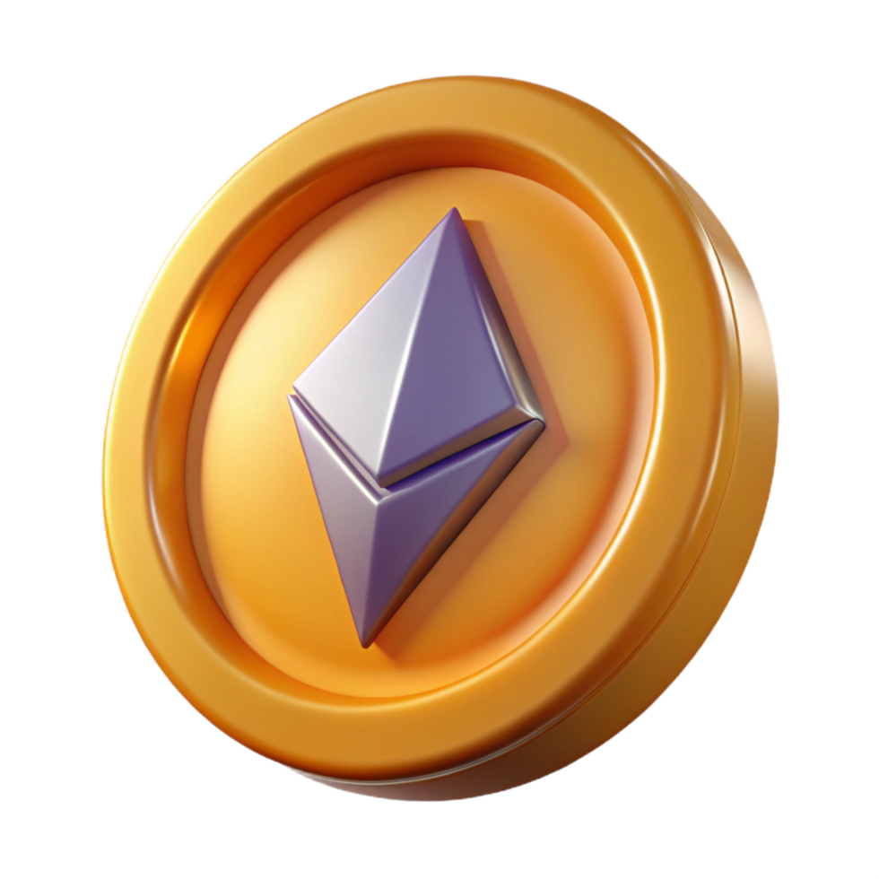 beautiful classic Ethereum cryptocurrency coin high resolution png