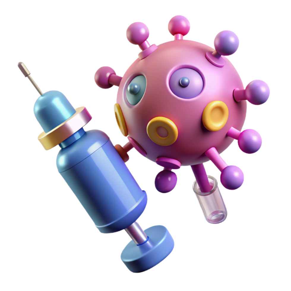 elegant minimalist Nanorobot injecting medicine into a cell exclusive png